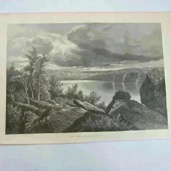 Art Print Lake Mohonk New York Trees Boulders Kruseman Van Elten Antique 1875 - Picture 11 of 12